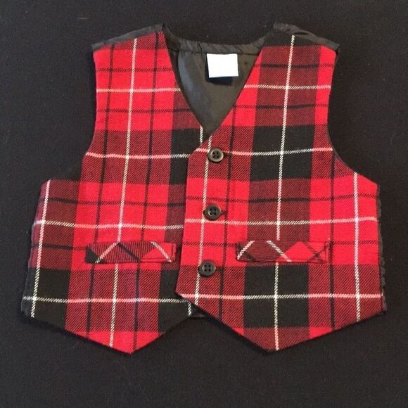Title: Red, Black & White Children's Place Vest 0-3 Months - Picture 5 of 8
